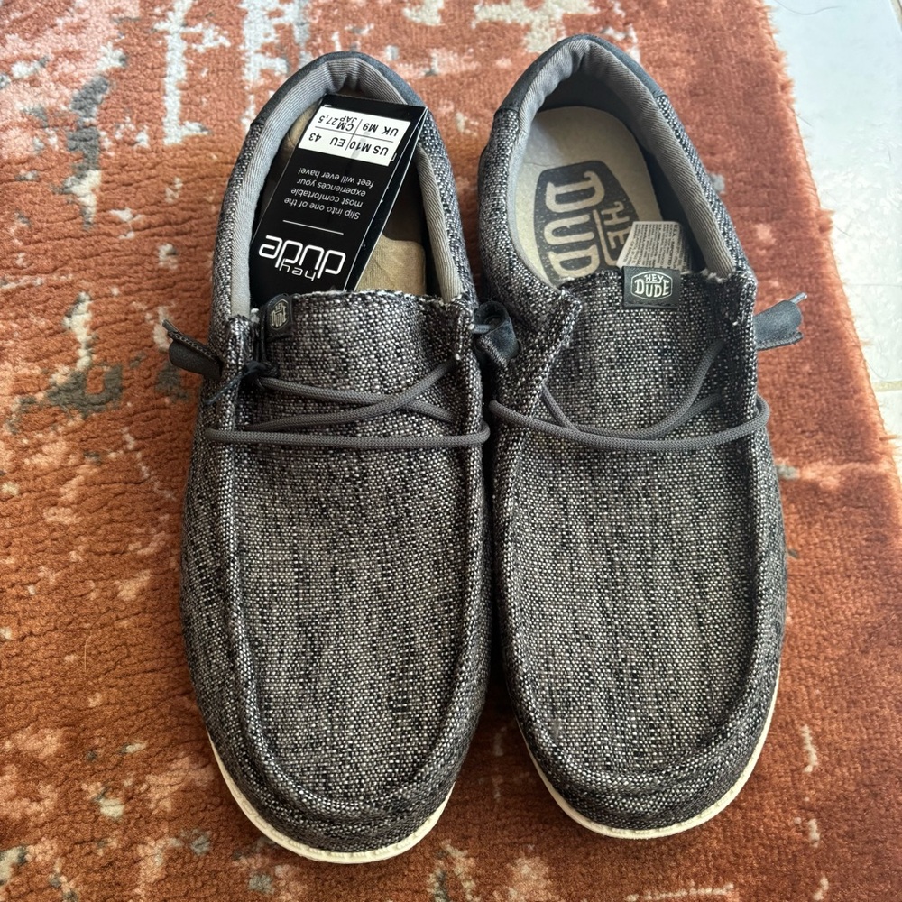 NWT NO BOX Hey Dude Wally Ascend Wove Color Abyss Grey Men’s Size 10 Slip On - Picture 3 of 6